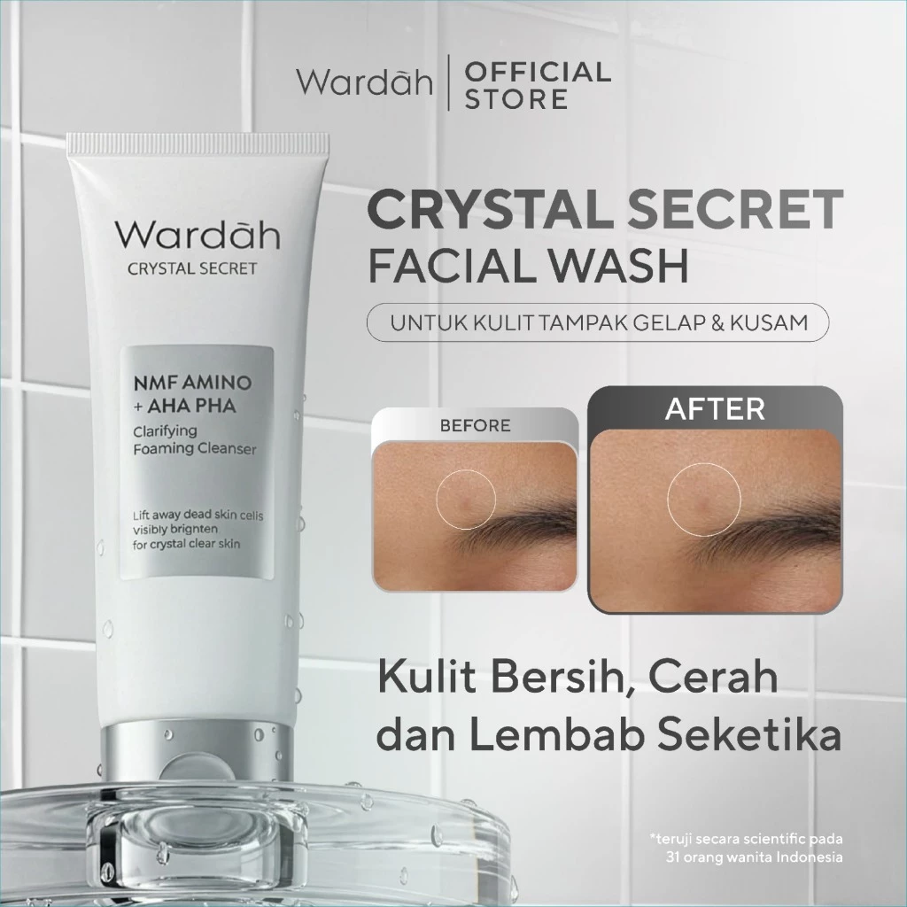WARDAH Brightening Crystal Secret NMF Amino AHA PHA Clarifying Foaming Cleanser 100 ml - Skincare