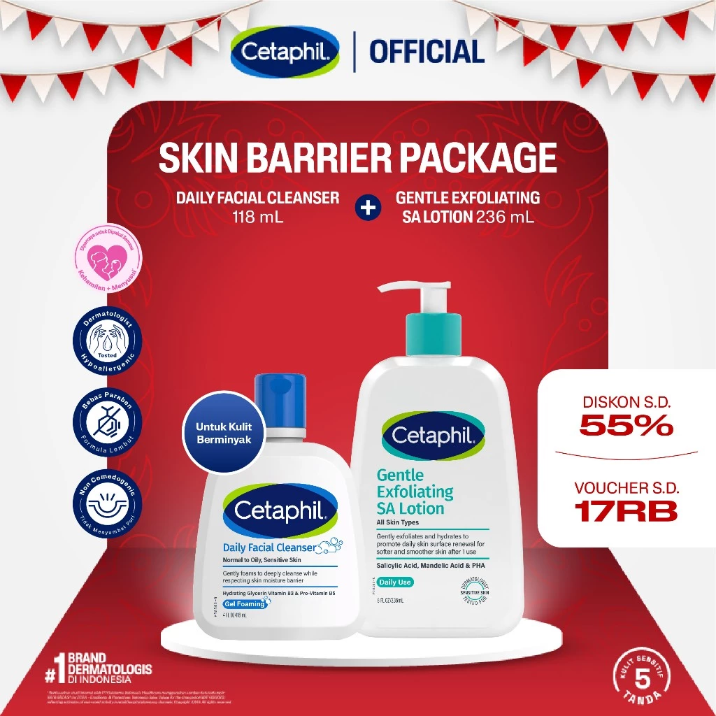 Cetaphil Daily Facial Cleanser 118ml + Gentle Exfoliating Salicylic Acid Lotion 236ml - Gambar 2