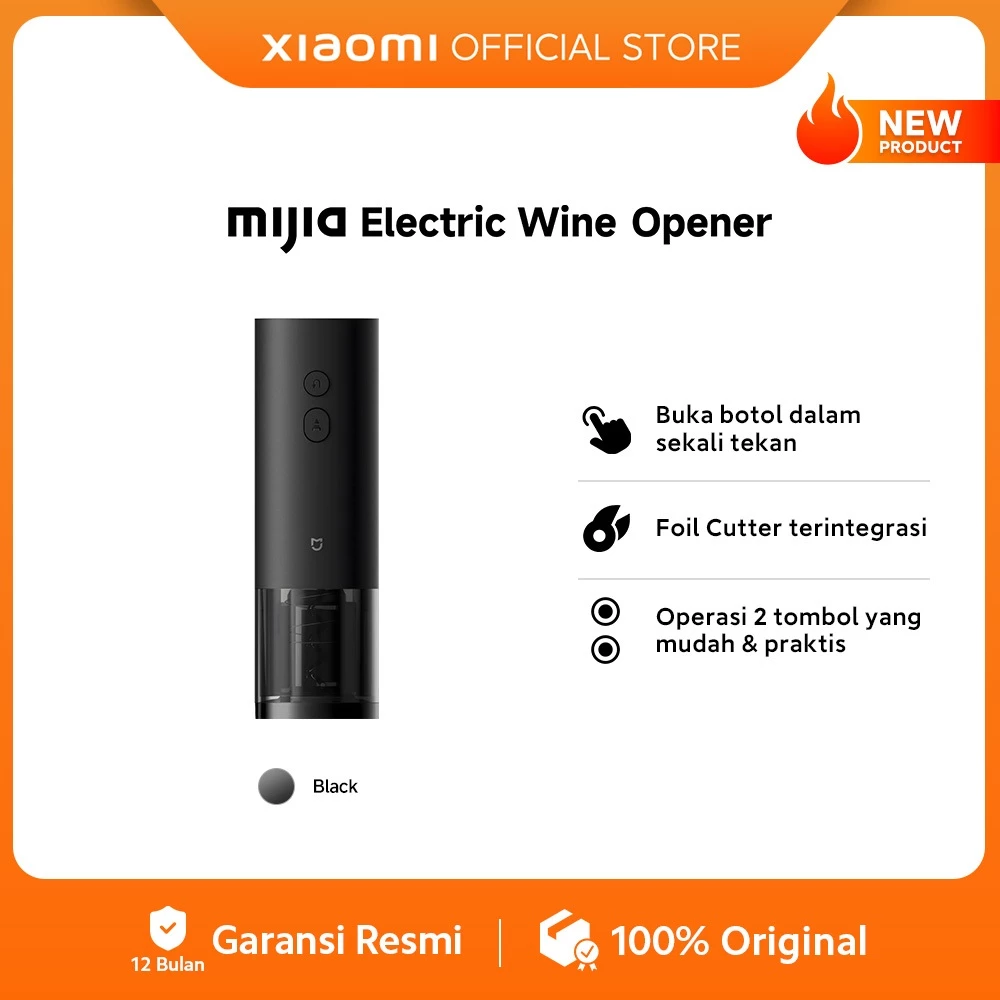 Xiaomi Mijia Electric Wine Opener / Buka Botol Sekali Tekan / Foil Cutter Terintegrasi / 2 Tombol yang Mudah & Praktis / Alat Pembuka Tutup Botol Wine [Xiaomi Official Store]
