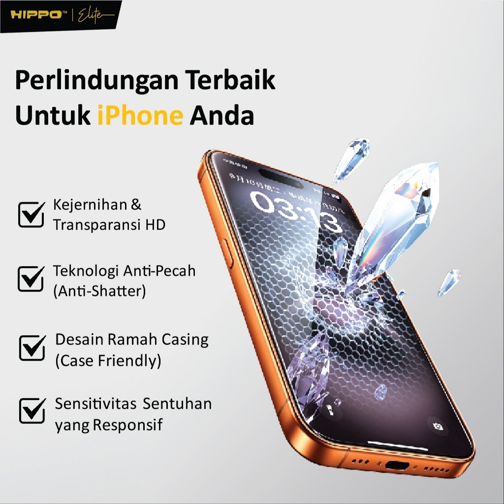 HIPPO ELITE PANGOLIN + FOR IPHONE 11 12 13 14 15 Pro Max Plus TEMPERED GLASS ULTRAFIT-CLEAR - Gambar 2