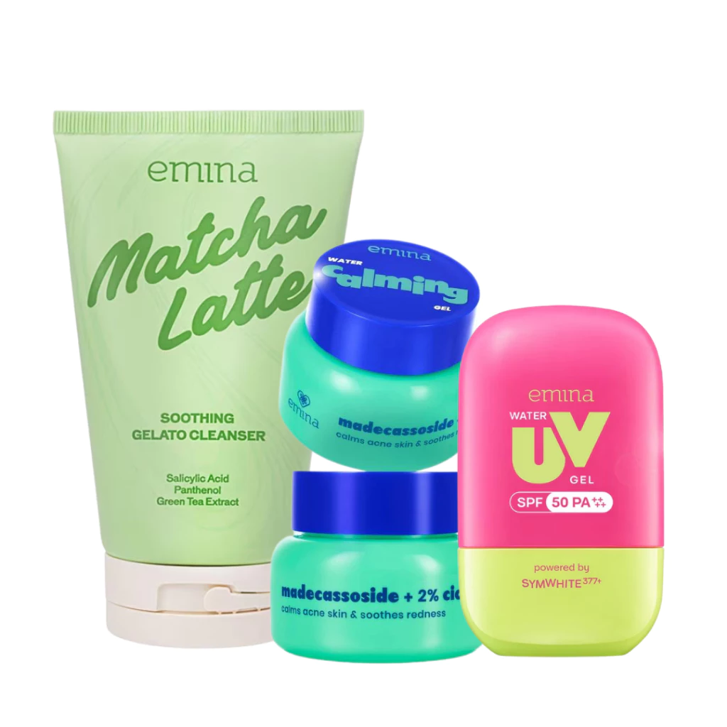 [ PAKET ISI 3 PCS ] EMINA Gelato Cleanser Matcha + Moist Water Calming + Sunscreen Water Uv Gel 25ML / Distributor Cream Ori - Gambar 3