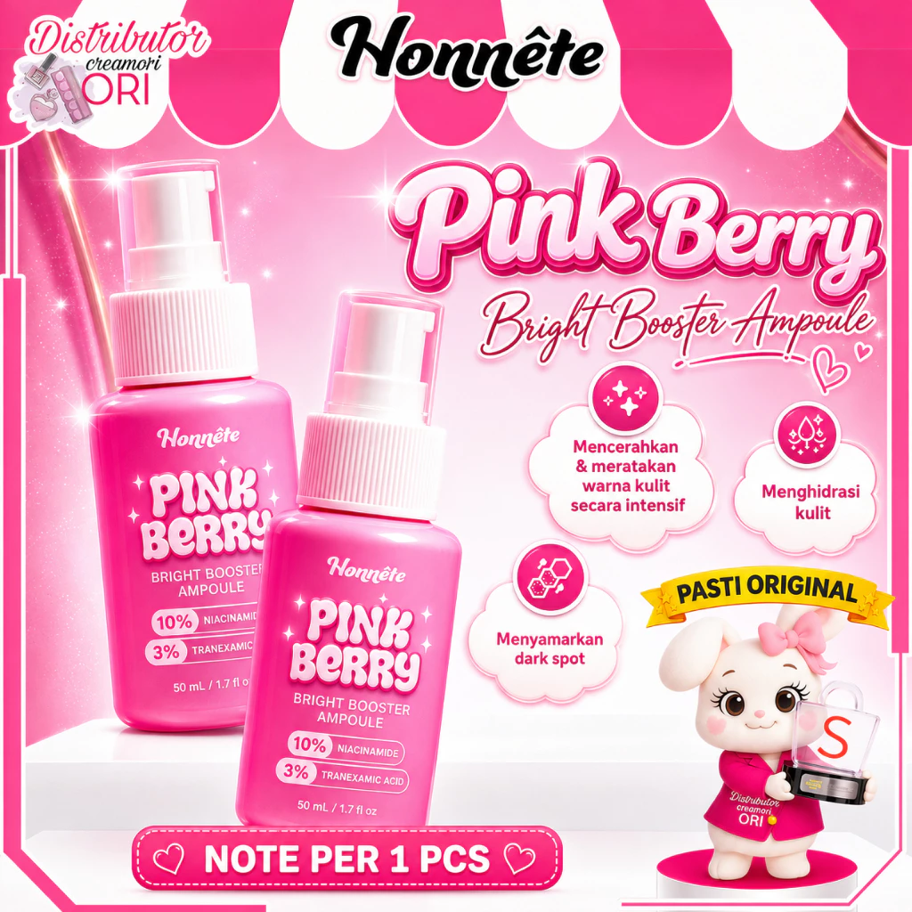 HONNETE Pink Berry Bright Booster Ampoule - Serum Ampoule 50Ml / Distributor Cream Ori