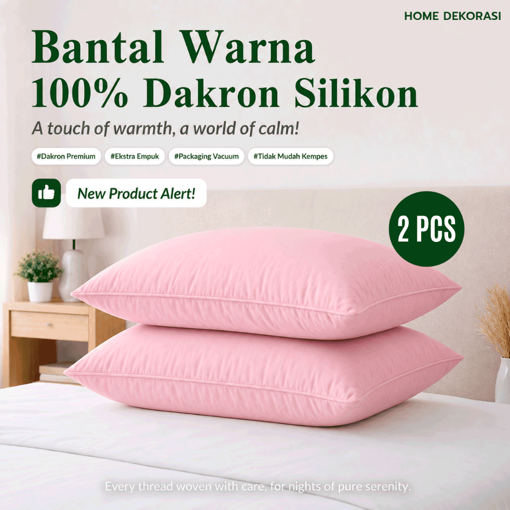 ISI 2 PCS Bantal Hotel Bantal Tidur Dacron Bantal Dacron Silicon 60x40cm Tebal Nyaman Empuk Bisa Dicuci - Gambar 2