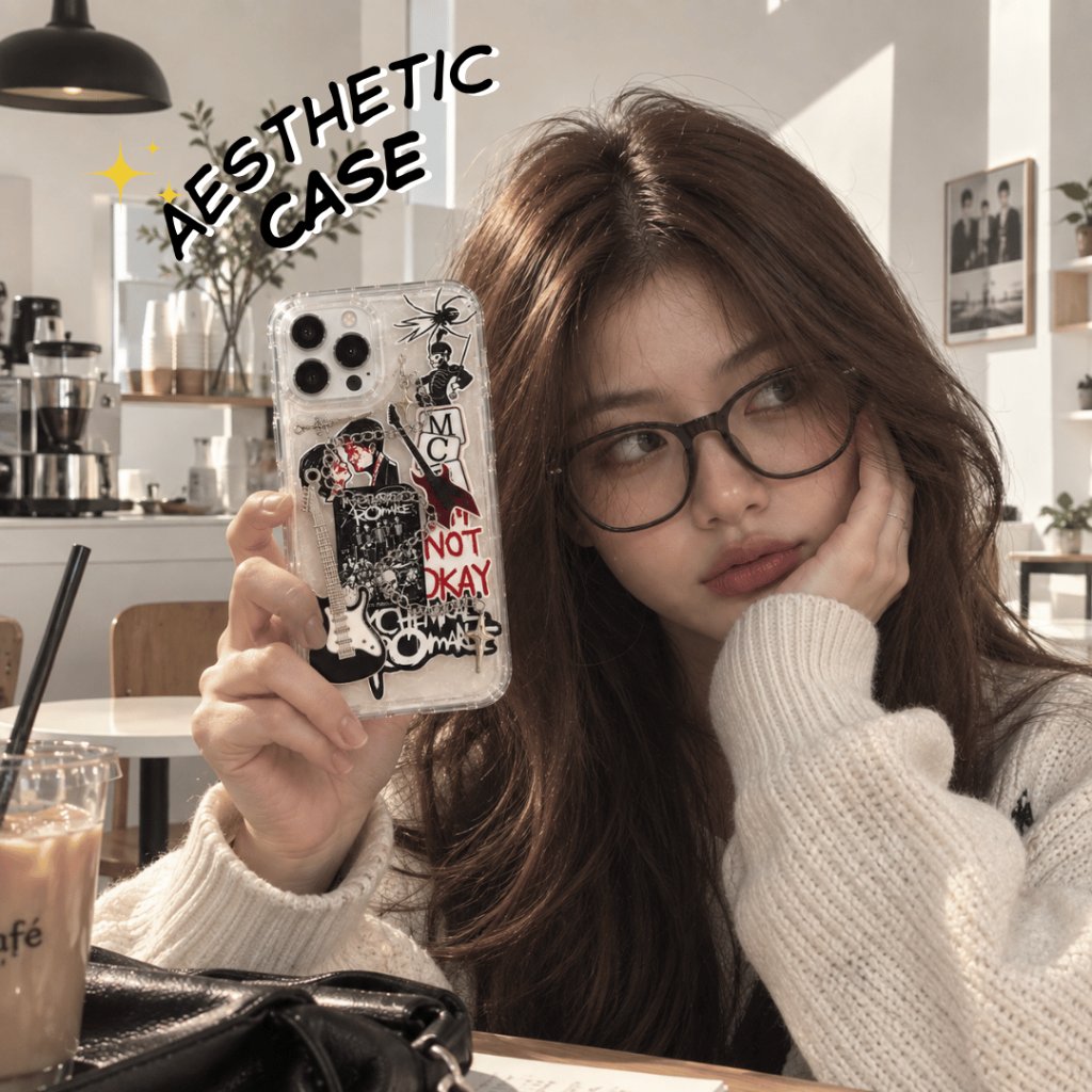 GENZ Custom Case 3D Resin Clear – Case HP Aesthetic Musik, Stiker Anti Luntur & Aksesoris Timbul foto 3
