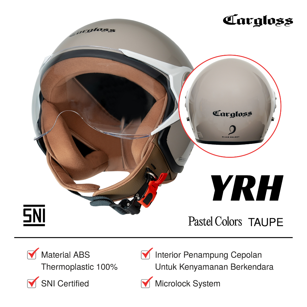 Cargloss YRH Hijab Retro Helm Half Face - Taupe