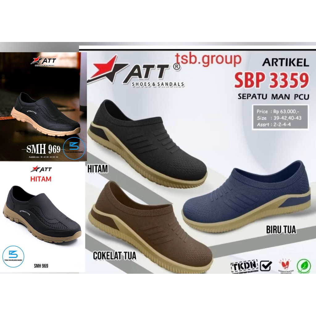 ATT SBP 3359 men's rubber slip-on shoes with bold water | Shopee Singapore