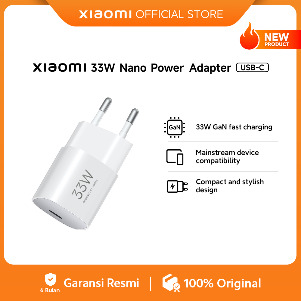 Xiaomi 33W Nano Power Adapter (USB-C) / 33W GaN fast charging / Mainstream device compatibility / Compact and stylish design [Official Store]