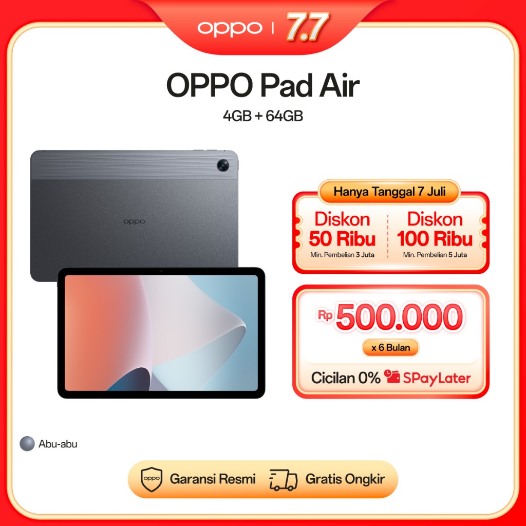 OPPO Pad Air 4GB/64GB [2K HD Eye Protection Screen, Ultra Slim & Lightweight, Multi-Screen Connect]