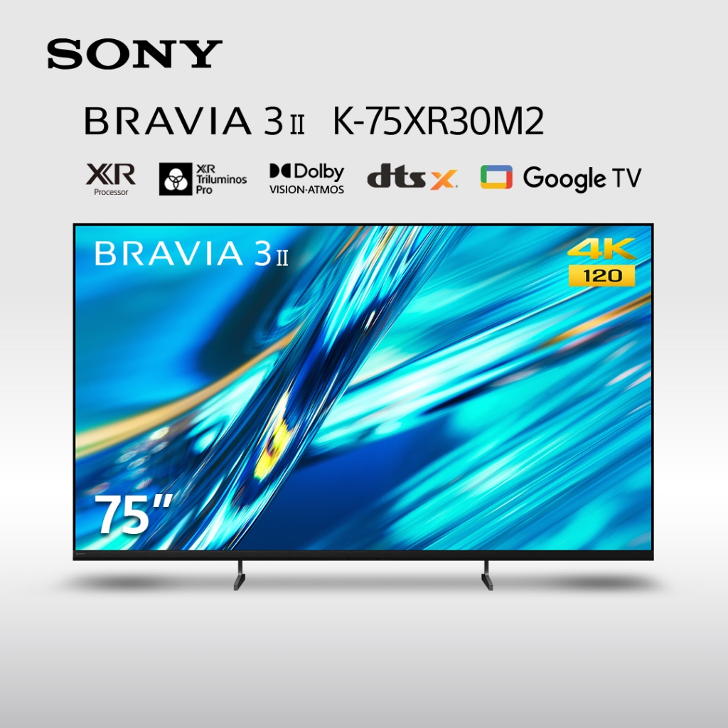 BRAVIA 3 II 75 Inch TV / XR Processor / 4K Ultra HD / High Dynamic Range (HDR) / Smart TV (Google TV) / K-75XR30M