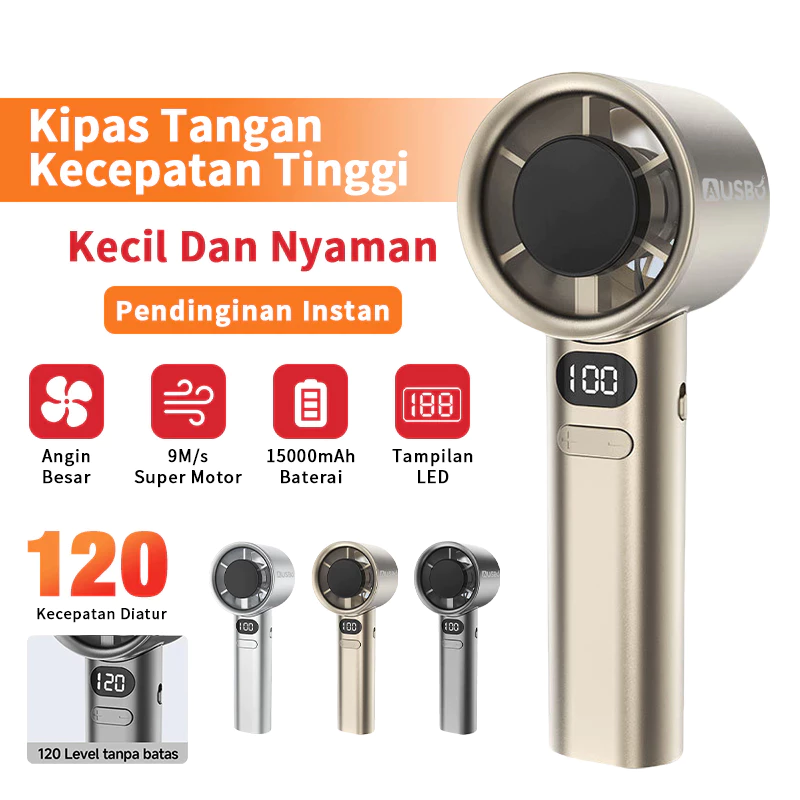 Kipas Angin Mini Strong Wind 100 Gear Speed Tampilan Digital LED Pendinginan Cepat Portable Kipas