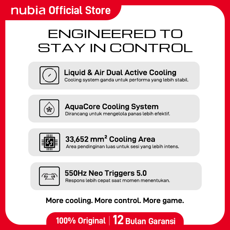 nubia NEO 5 GT Special Edition Liquid Cooling System RAM 12GB ROM 256 GB Air Cooling Fan 80W Fast Charging 550Hz Neo Triggers Handphone Gaming Garansi Resmi Android - Gambar 2