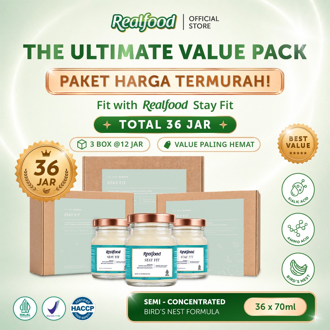 Realfood Triple Bundle Stay Fit Minuman Sarang Burung Walet, 36 Jar