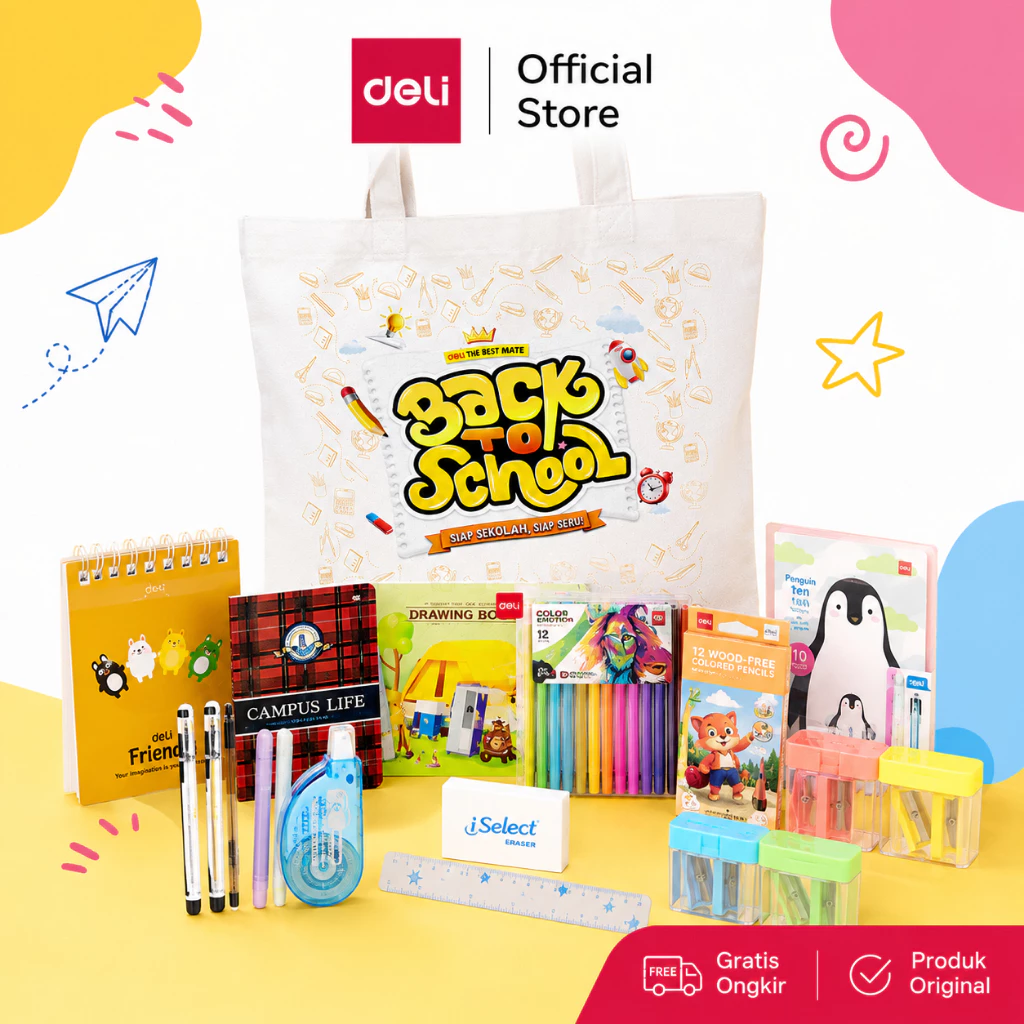 Deli x Cicimaksan Exclusive Launch Paket Alat Tulis Lengkap 15in1 + FREE TOTEBAG
