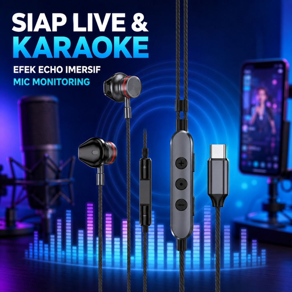 Earphone ROKER Streamer / RME008 streaming karaoke live gaming online meeting - Gambar 3