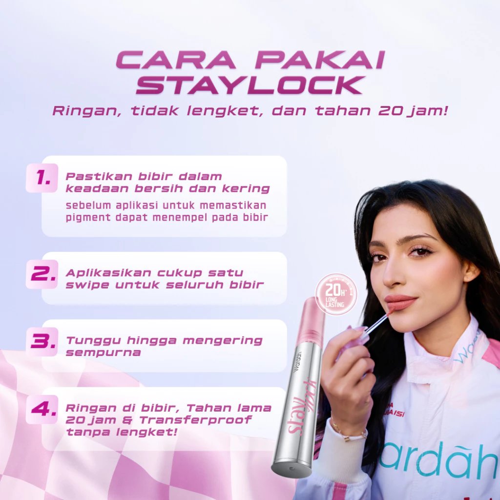 NEW! Wardah Staylock Lip Matte: 20H+ Long lasting Lip Cream, Real Life Approved!-Lip Matte Ringan Nyaman Smooth Long Lasting Foodproof Waterproof Matte Lipstick Lipcream Make Up Lip cream Intense Transferproof dan Tahan Lama Hingga 20 jam* - Makeup - Gambar 3