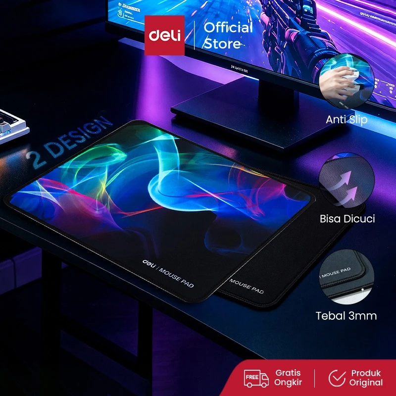 Deli Mouse Pad Computer Ukuran 30x25 cm Black / Gaming ET685X