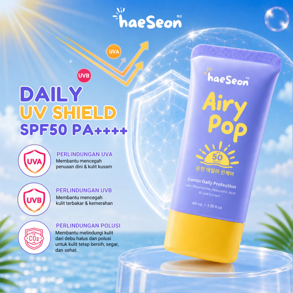 [MAISON MOTIF] Haeseon Airy Pop Daily Sunscreen SPF 50 PA++++ 40ml Calm Lightweight No White Cast - Gambar 3