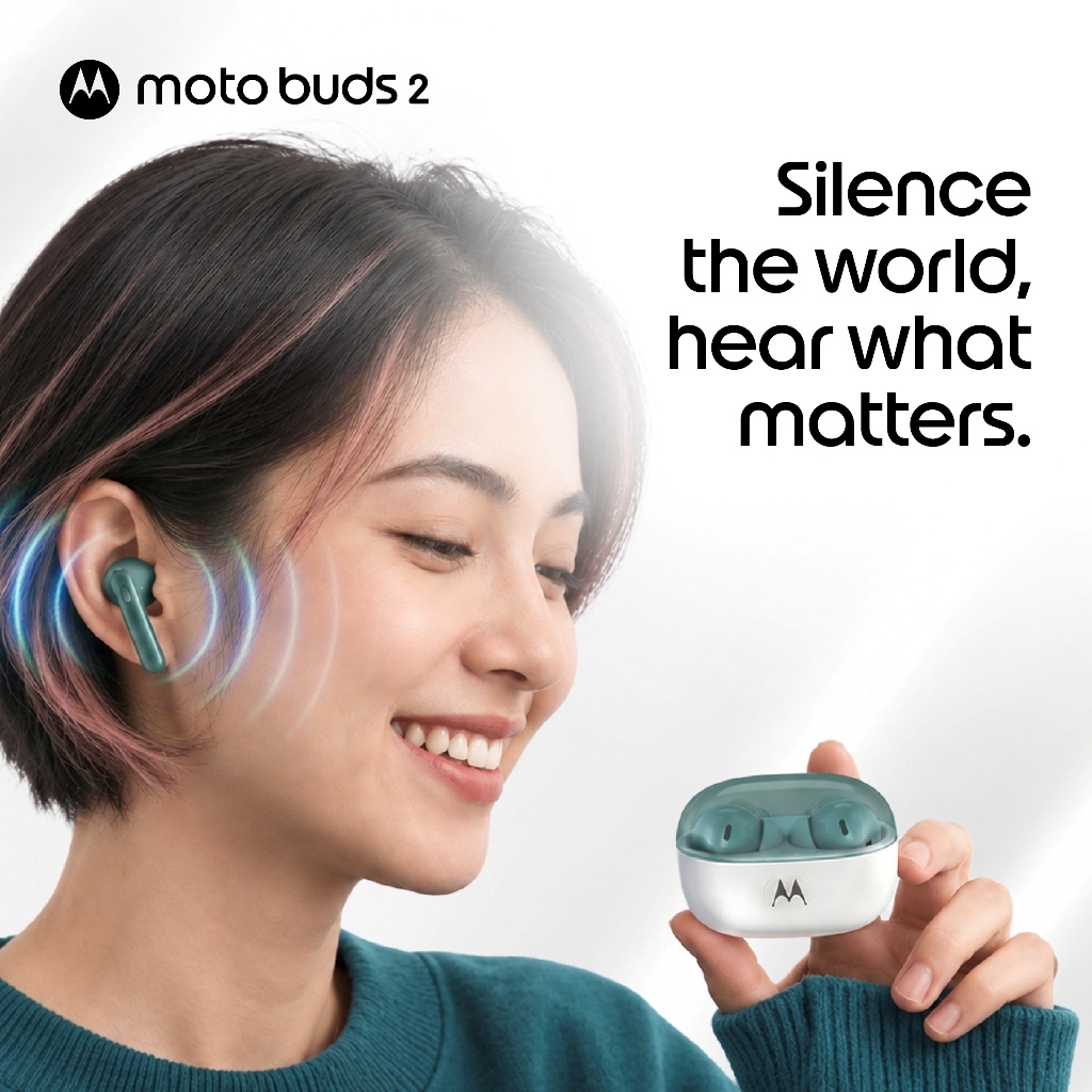 Moto Buds 2 - Dynamic Dual Driver 11mm + 6mm - Hi Res Audio - Dynamic ANC 55dB - 48 hours Total Battery - LHDC & LDAC Audio Codec - Spatial Audio - 6 Microphones - Moto AI - Smart Connect - Gambar 3