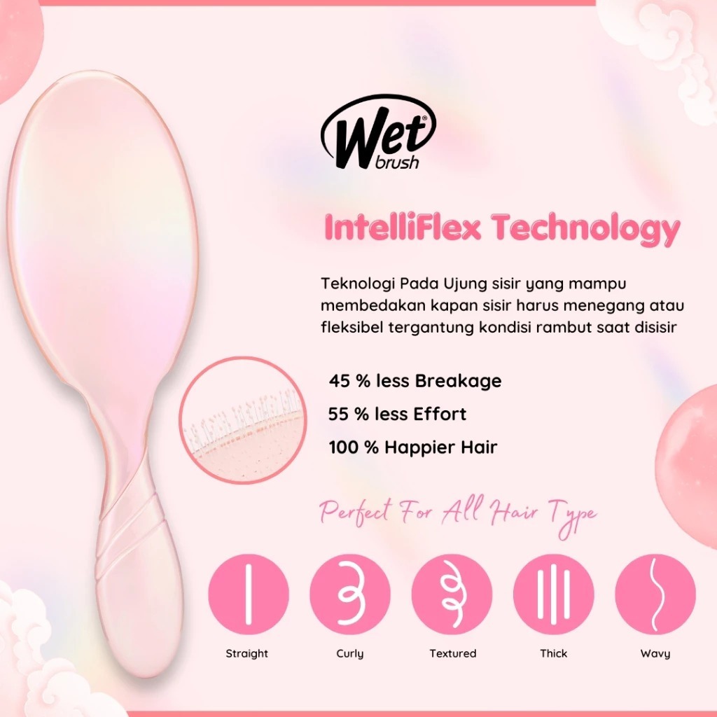 Wet Brush Sisir Pro Detangler Holographic Pink - Gambar 2