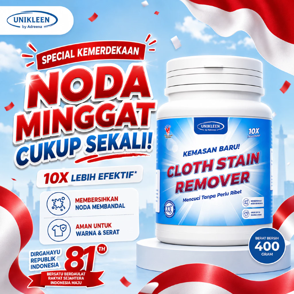 Special 8.8 UNIKLEEN Cloth Stain Remover Menghilangkan Noda Membandel 400gr Aman Pakaian Putih - Gambar 3