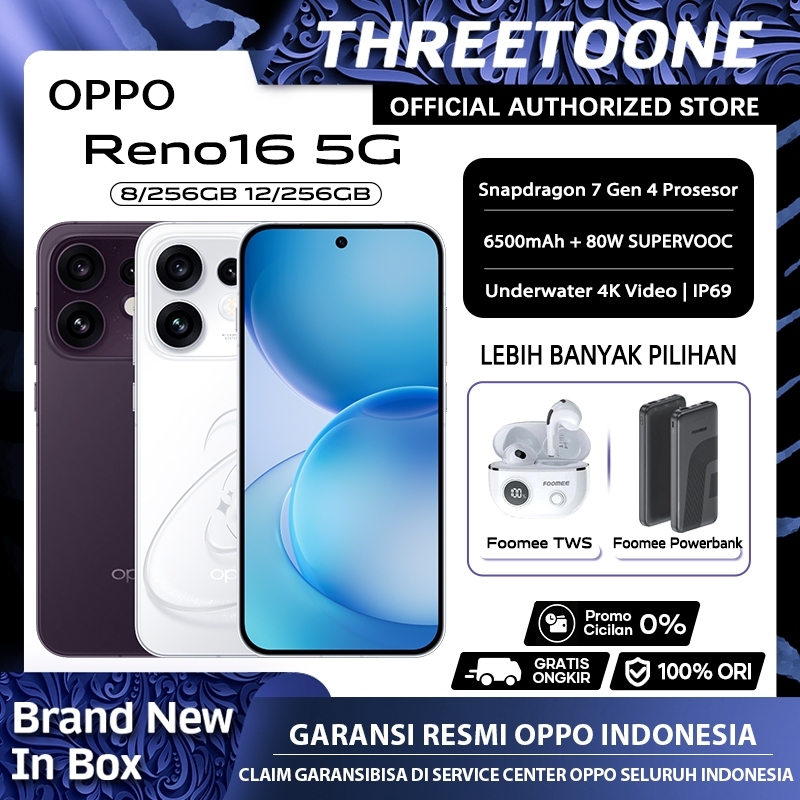 [NEW LAUNCH] OPPO Reno 16 5G/Reno 16F 5G 8+256/12+256 NFC 6700mAh Kamera Selfie 50MP Ultra-Wide