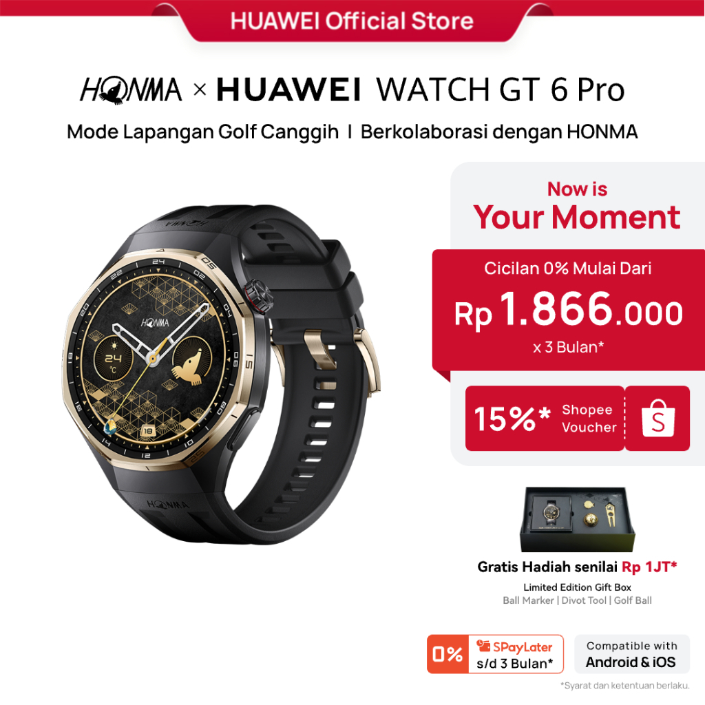 [PayDay s/d 15%] Honma x HUAWEI WATCH GT 6 Pro Smartwatch l Professional Golf / Shot Distance & AI Caddie