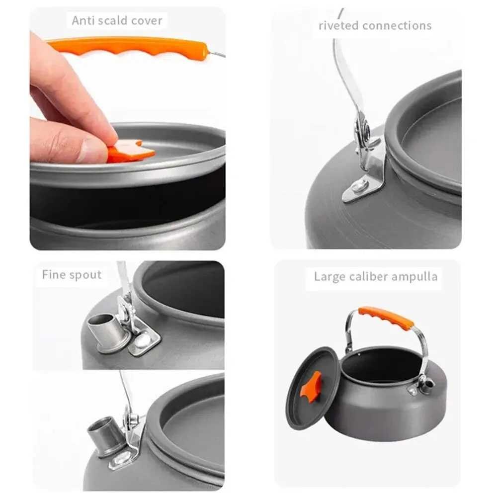 Teko Masak Air Aluminium Alloy Ringan Kapasitas 2 Liter untuk Perlengkapan Memasak Outdoor Camping Hiking Piknik Praktis Mudah Dibawa Pegangan Tahan Panas Kompatibel Berbagai Kompor Portabel - Gambar 3