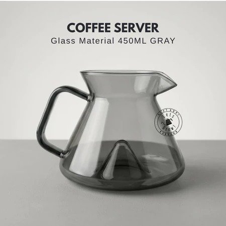 Pour Over Server Yin 450ml Gray / Coffee Server Kaca Tahan Panas Warna Abu-Abu
