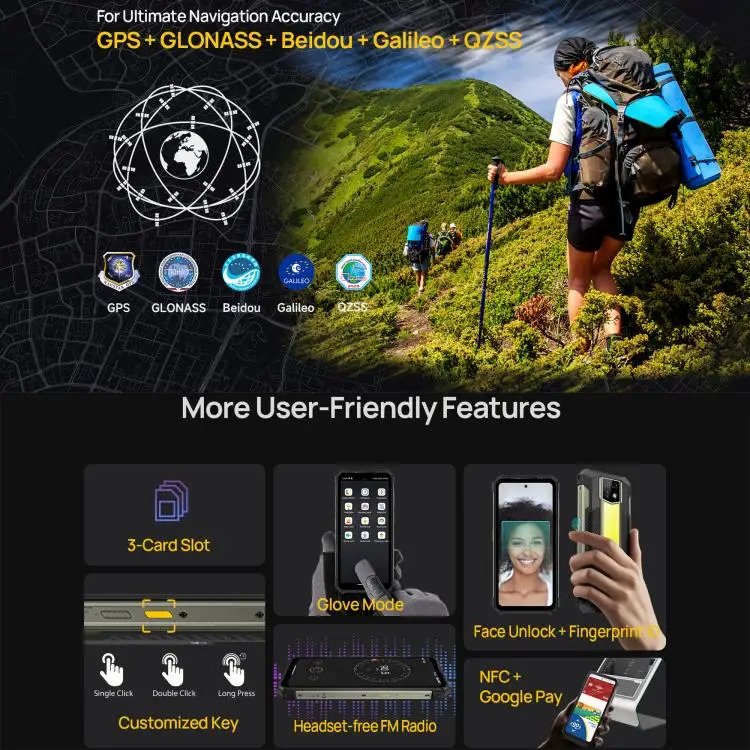 Ulefone Armor 24 Pro 6.78''LCD IPS 120HZ Helio G200 12GB 256GB 22000mAh 66W 64MP Main 64MP Night Vision - Gambar 3