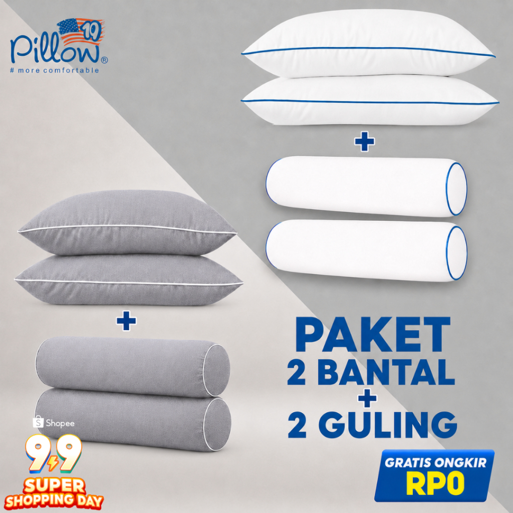 Promo Paket Bantal Guling Tidur Hotel 109 Pillow Lite Medium Jumbo / Bantal Hotel Empuk Lembut Anti Kempes Isi Silikon Grade A