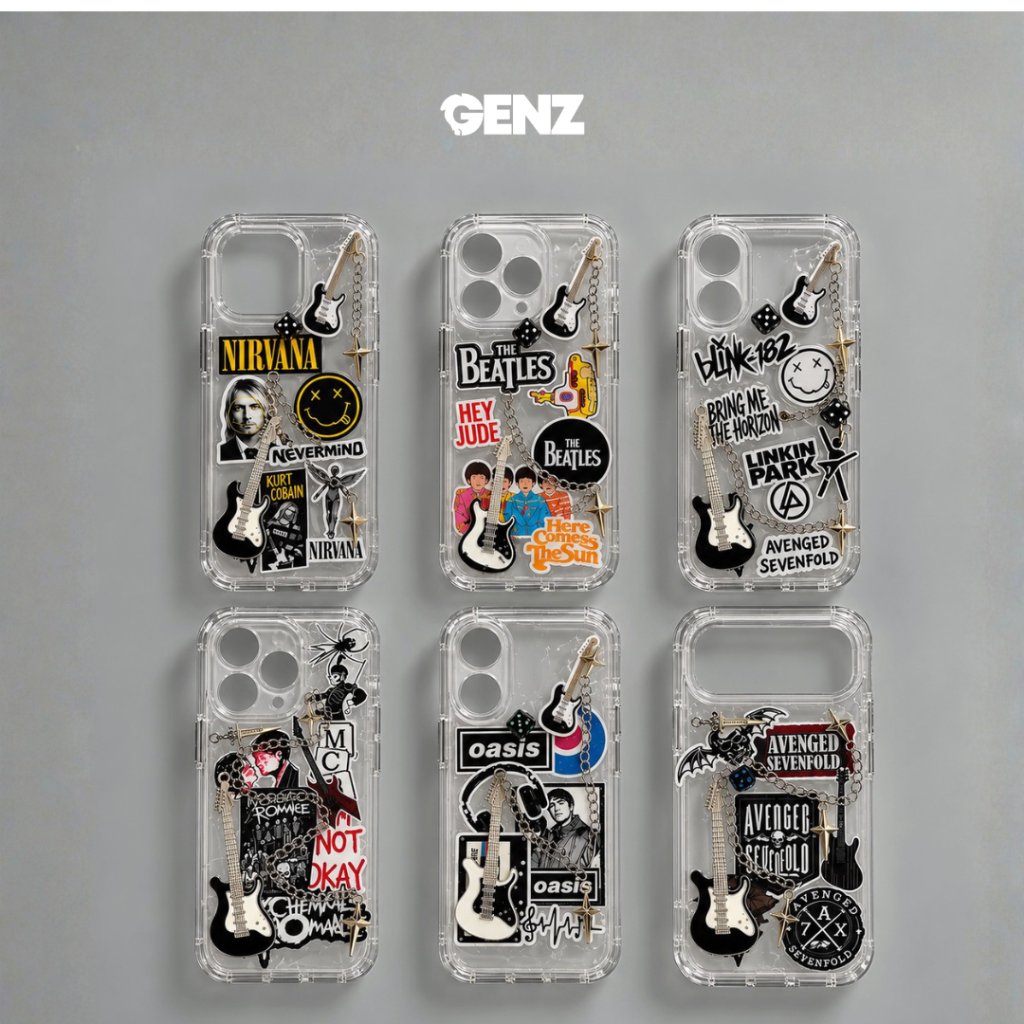 GENZ Custom Case 3D Resin Clear – Case HP Aesthetic Musik, Stiker Anti Luntur & Aksesoris Timbul