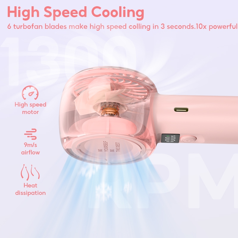 JISJIA Kipas 100 Gear Mini LED Kipas Turbo Angin Strong Wind Wind Angin Tampilan Digital Kipas - Gambar 4
