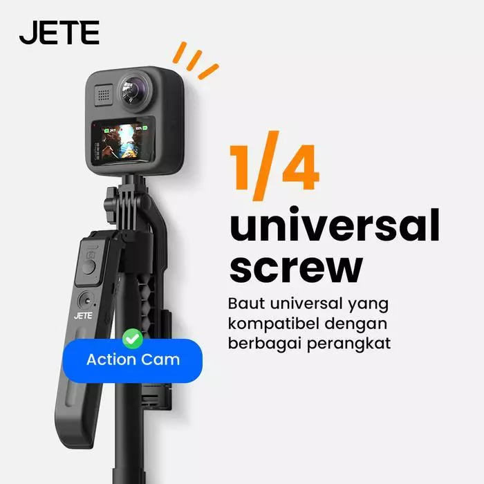 JETE Tripod Bluetooth H15 with AI Motion Sensor Portable Tongsis Selfie Stick 1.8m With Ring light Postel Wireless Remote Action Kamera HP - Gambar 2