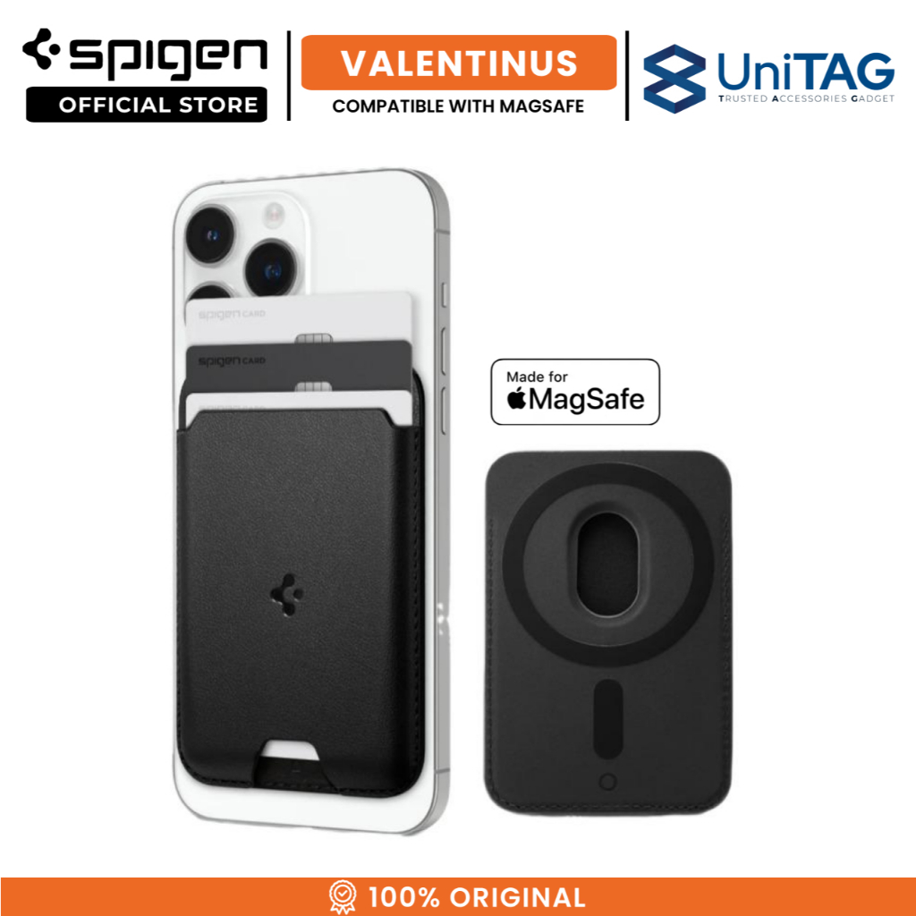 Card Holder Magnetic Spigen Valentinus MagFit Slim Leather Wallet Dompet Kartu Kulit Magsafe