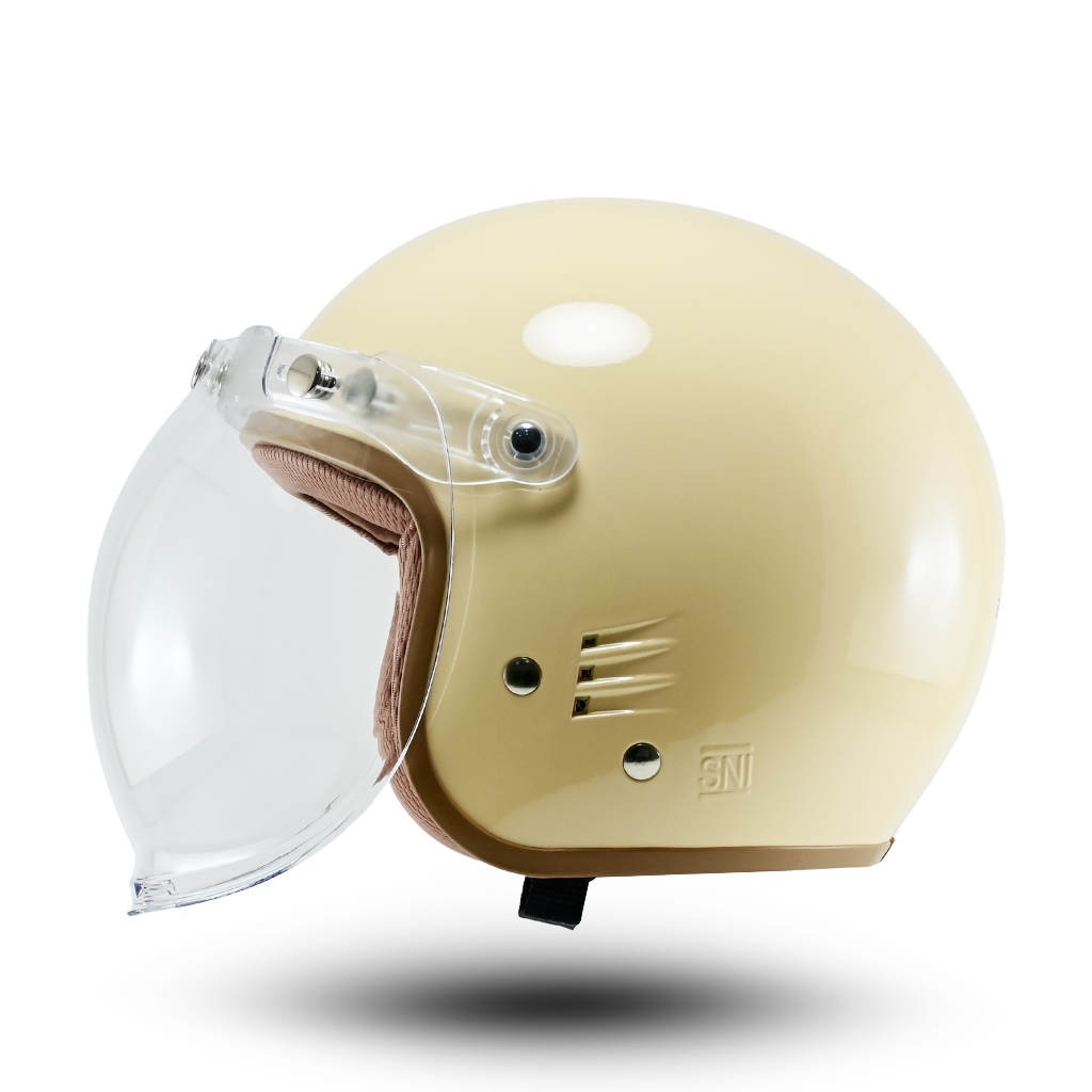 Helm Polos Retro Bogo Dewasa Pria Wanita Luminos Kaca Gradient SNI 2026 - Gambar 3