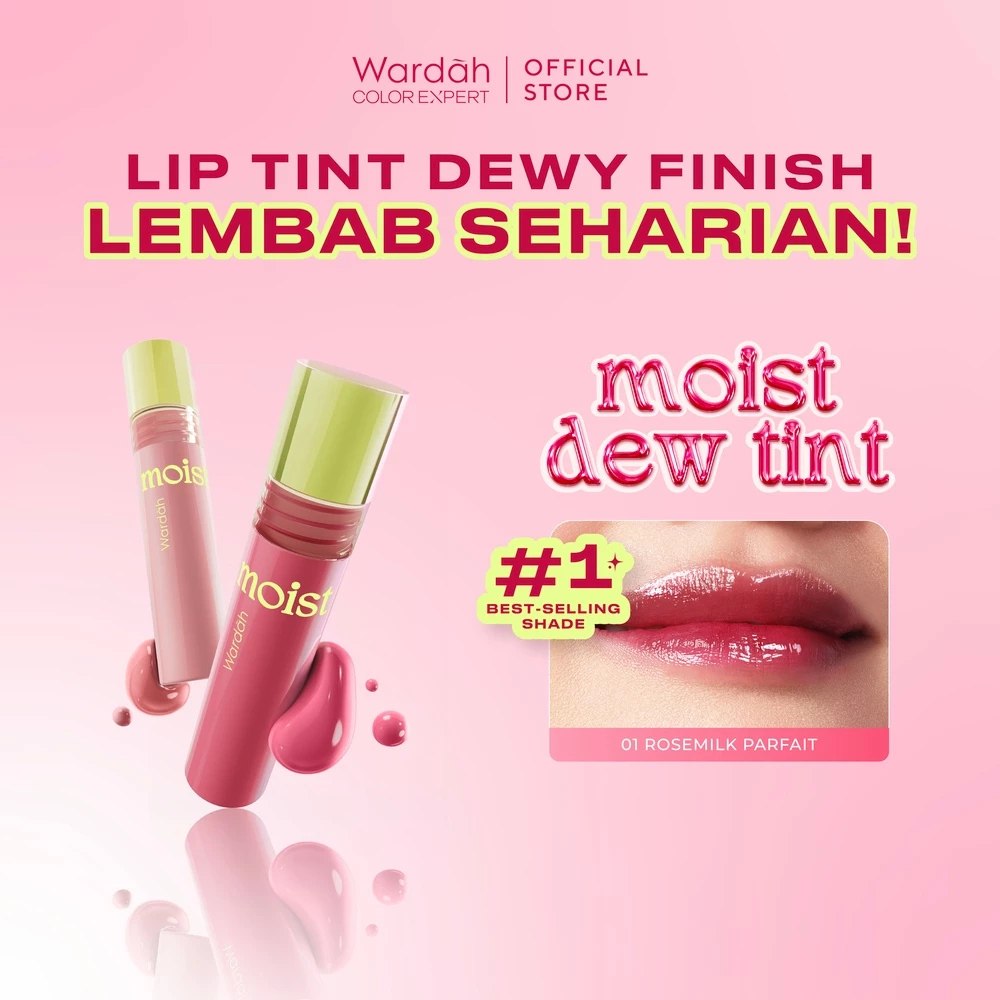 WARDAH Lip Tint Moist Dew Tint 3 g - Bibir Lembab - Tahan 24 Jam - Liptint Lip Stain Lipgloss Lip Matte Lipstik Lip Cream Lipcream - Liptin Anak Sekolah - Glossy Longlasting Waterproof - Makeup - Gambar 3