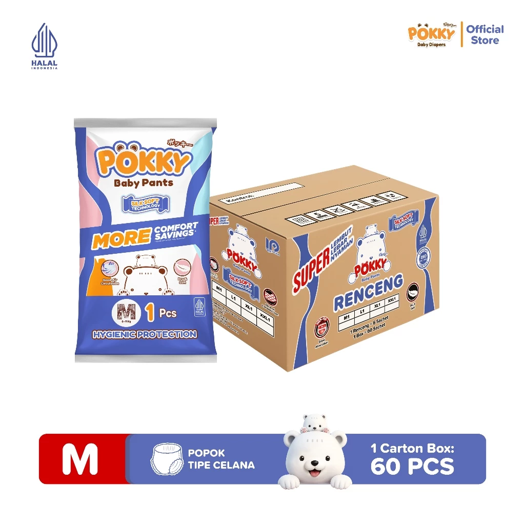 [1 KARTON] POKKY RENCENG POPOK BAYI M60/L60 / POPOK CELANA BERKUALITAS