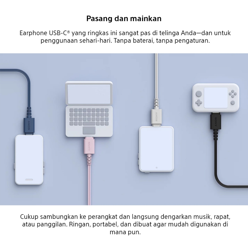Sony IER-EX15C Earphone USB Type-C Original / In-Ear Headset Mic & Remote Volume / Suara Jernih, Ringan & Nyaman - Gambar 3