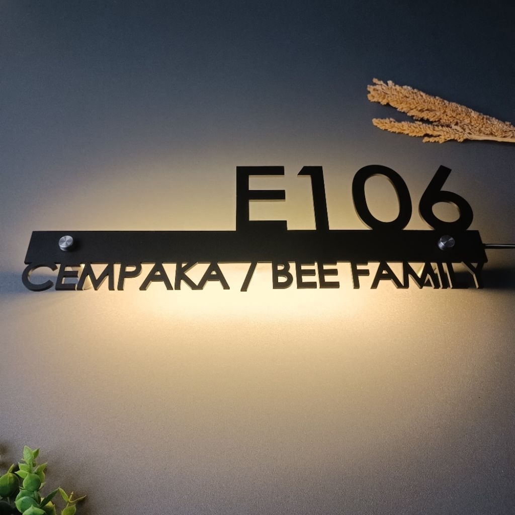 Custom Elegant Minimalist Acrylic House Number Plate with LED | Shopee ...