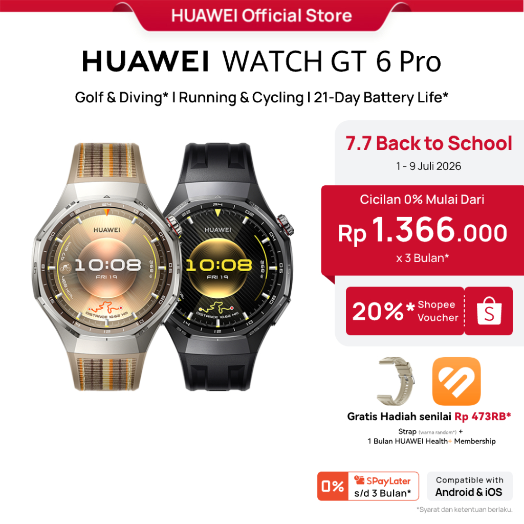 7.7 Voucher s d 20% HUAWEI WATCH GT 6 Pro Smartwatch Golf and Diving Running and Cycling 21-Day Battery Life ECG