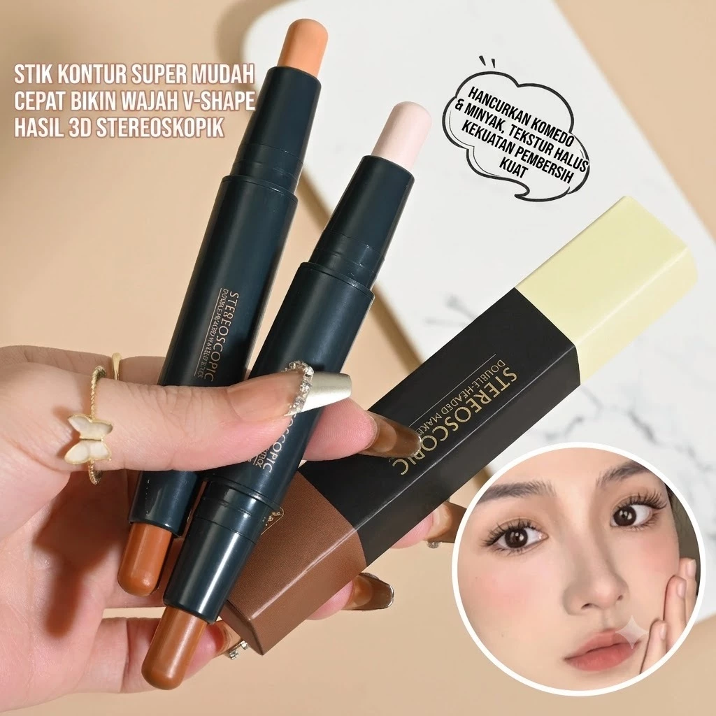 GROSIR 12 Pcs Concealer Contour Stick 2 in 1 Face Contour Dual Head Matte Tahan Lama Ringan 104 - Gambar 2