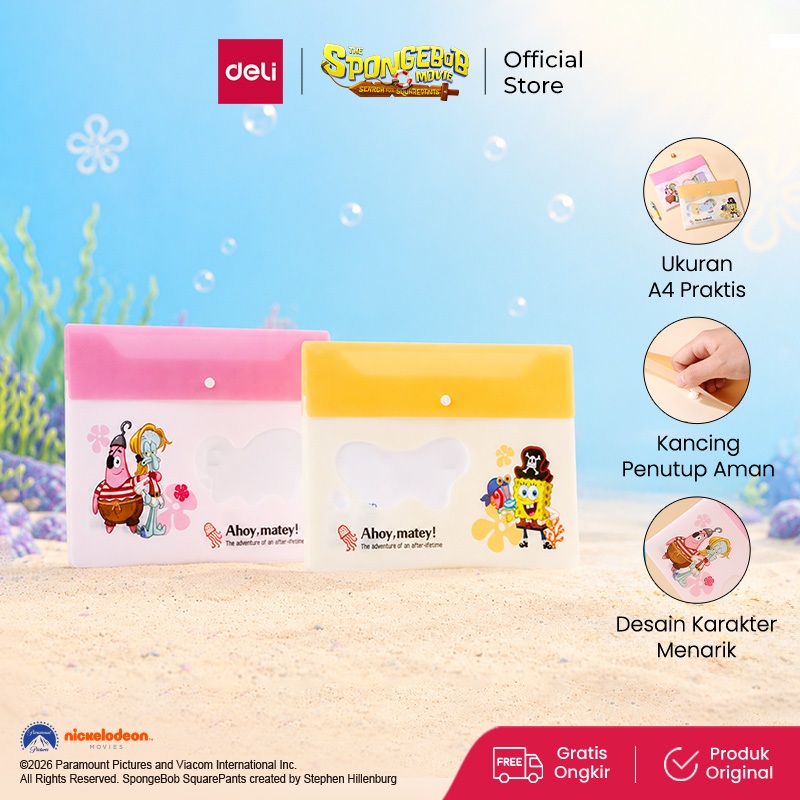 Deli x SpongeBob Document Folder A4 / Map Dokumen Karakter EF765