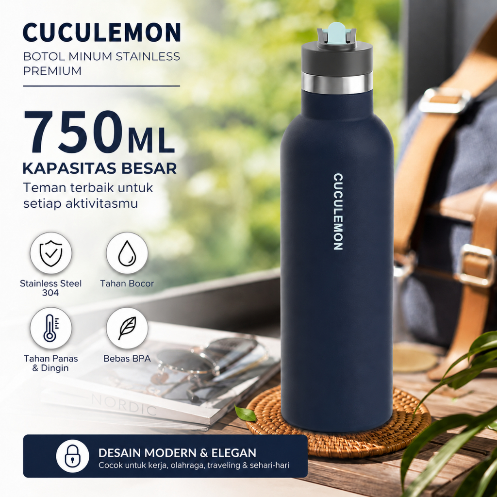 CucuLemon Tumblr Termos Stainless Steel Vacuum Bottles 1Liter Botol Minum