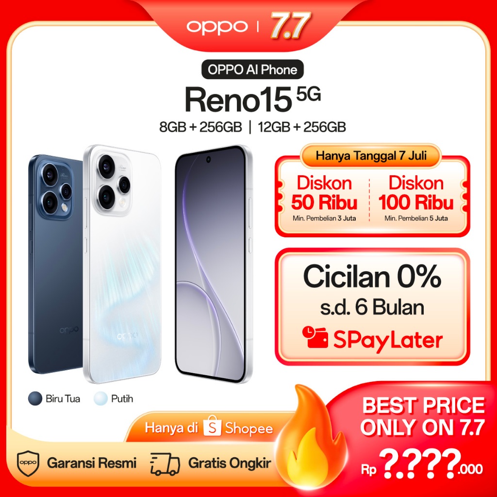 [BARU] OPPO Reno15 5G 8+256GB & 12+256GB [3.5x Telephoto Vibe Portrait, 6500mAh Battery 80W SUPERVOOC, IP69 Water & Dust Resistance]