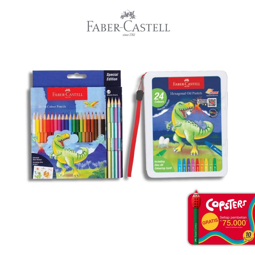 Faber-Castell Dino Stationery Oil Pastel set 24 dan pensil warna set 24