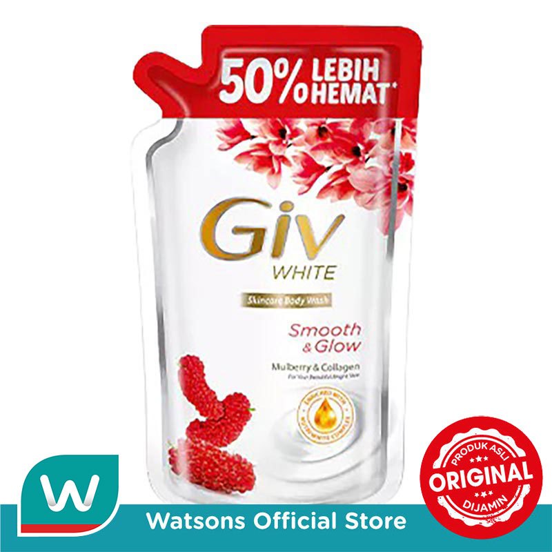 Giv White Sabun Mandi Cair Mulberry Pouch 800ml X 5 - Gambar 3
