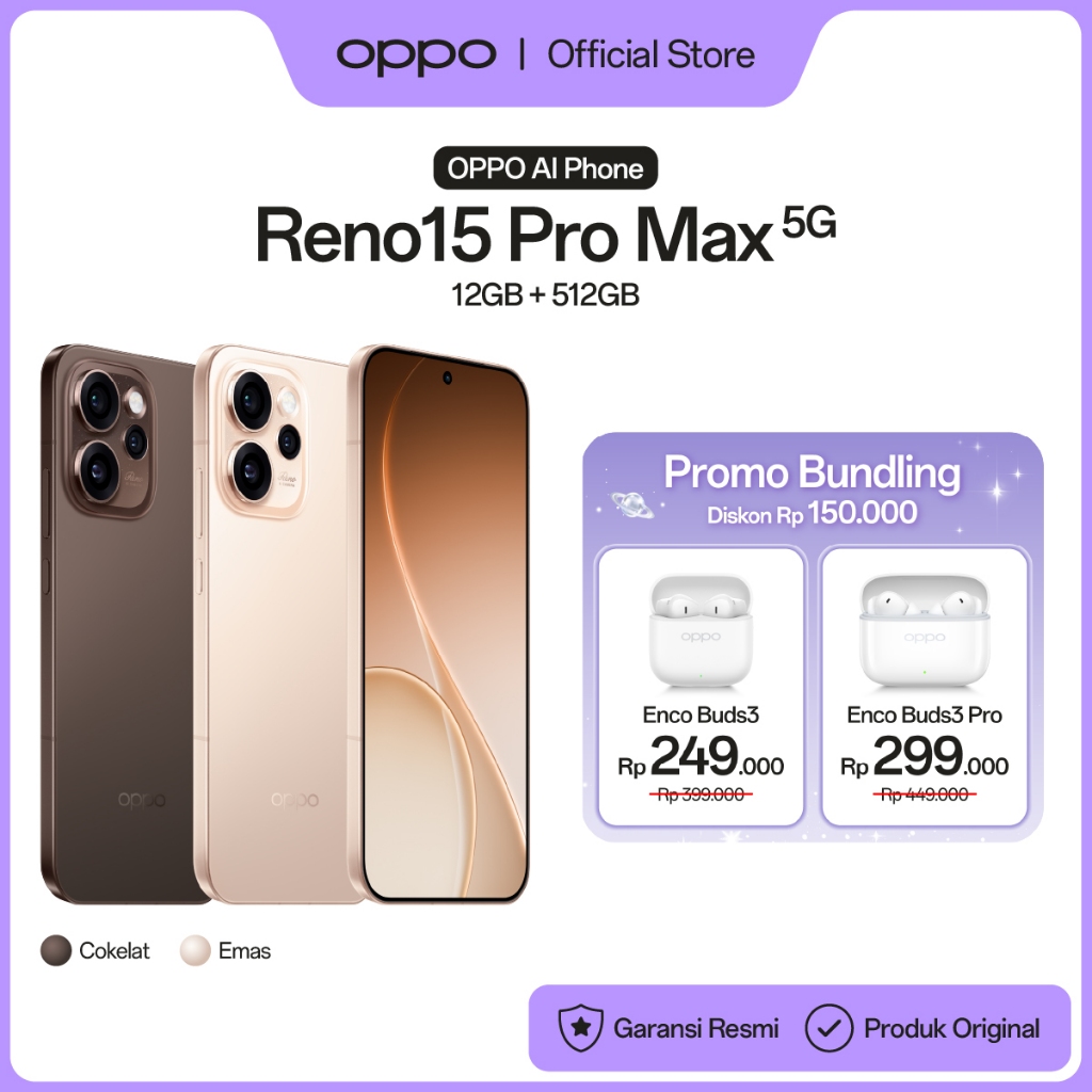 OPPO Reno15 Pro Max 12GB/512GB [4K HDR Ultra-steady video, 6500mAh Large Battery 80W SUPERVOOC, MTK Dimensity 8450, IP69 Water & Dust Resistance] - Gambar 3