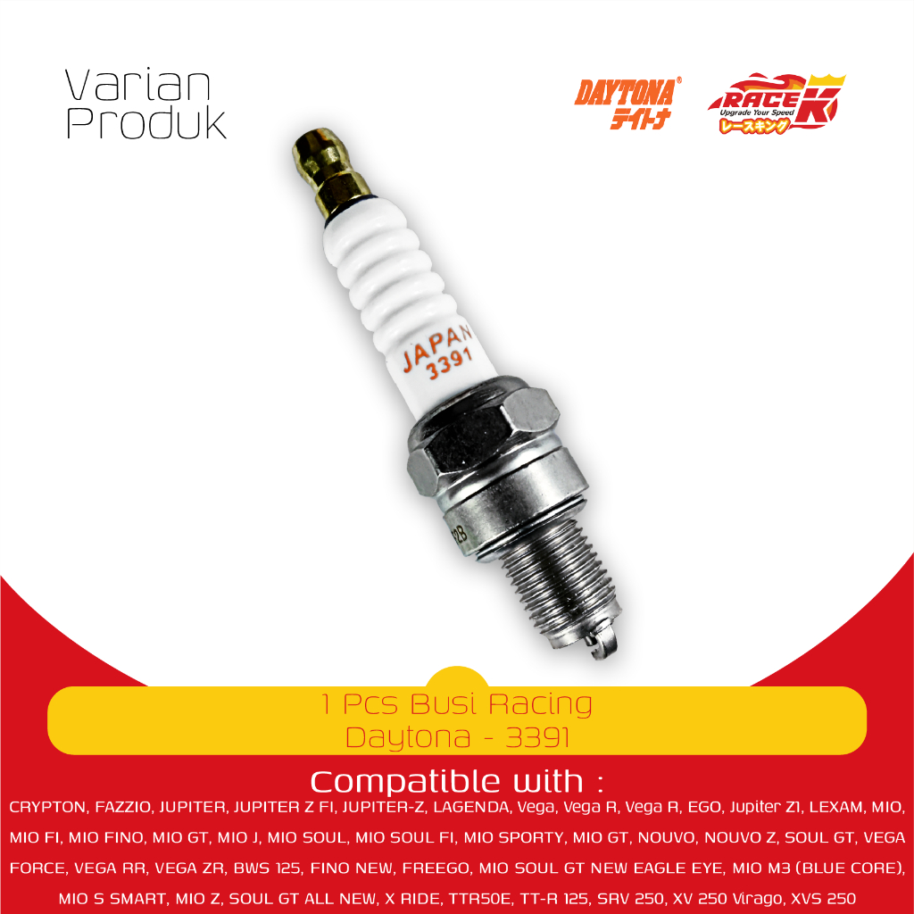 DAYTONA Busi Racing Yamaha Mio Smile Sporty J M3 S Z Soul GT Fino XRide Fazzio Filano Jupiter Vega Nouvo Crypton BWS SRV Lexam Z F1 R RR C7HSA 3391 IGNIMAX - Gambar 4