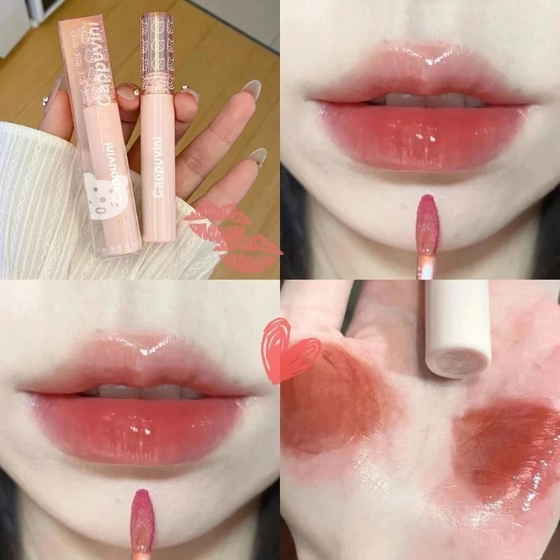 CAPPUVINI Lip Gloss Korean Glass Water Tint Mirror Glossy Lip Cream Waterproof Melembabkan Bibir Plump Murah 77020 - Gambar 3