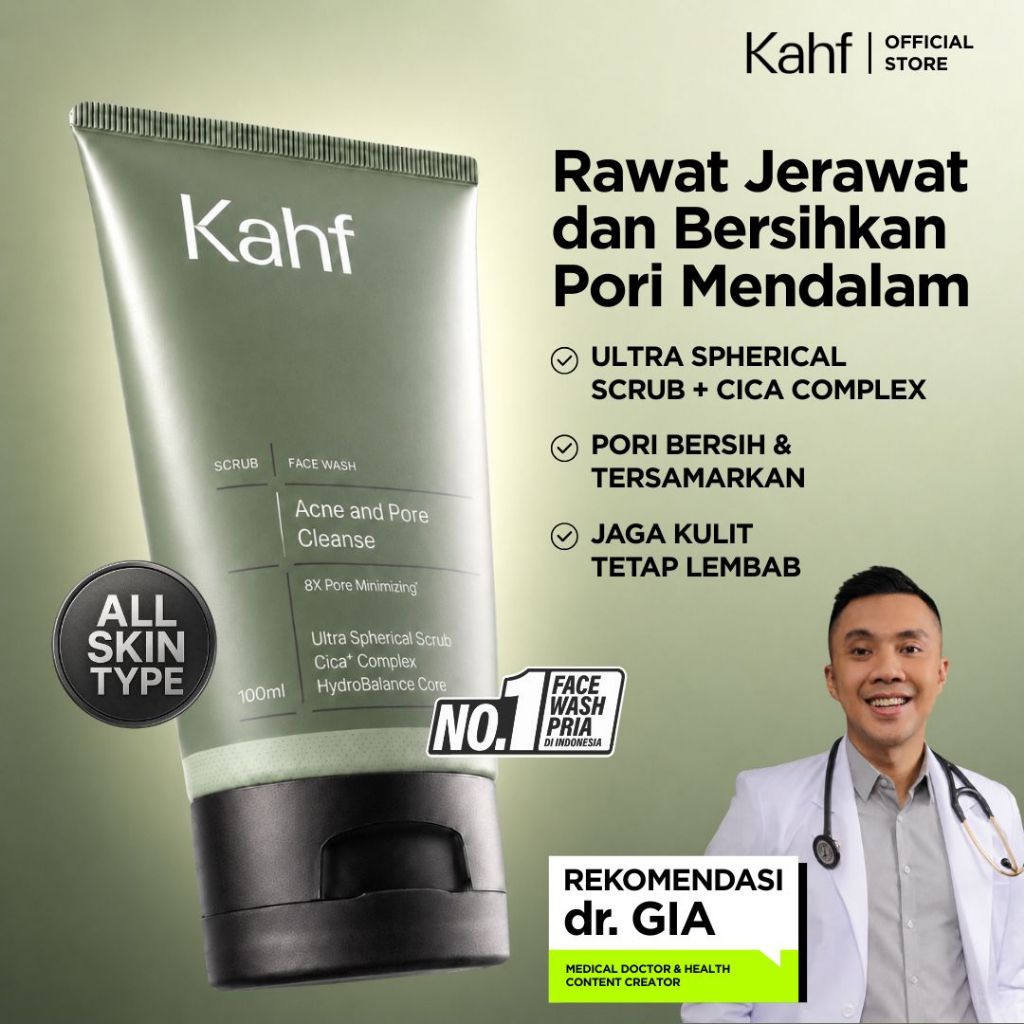 Kahf Acne and Pore Cleanse Face Wash 100ml - Daily Scrub / Merah Jingga Official - Gambar 2